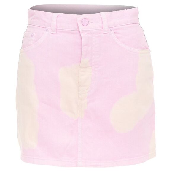 GIVENCHY pink cream bleach patchy dye cotton denim short skirt FR36 S